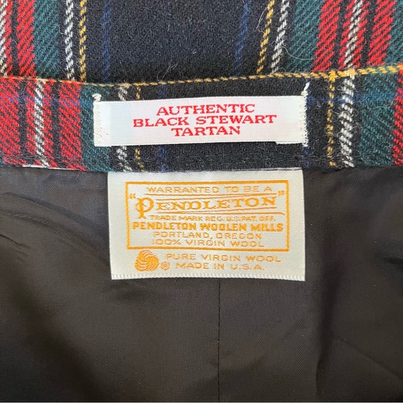 Pendleton Vintage Wool Authentic Black Stewart Tartan Skirt Suit - Picture 13 of 13